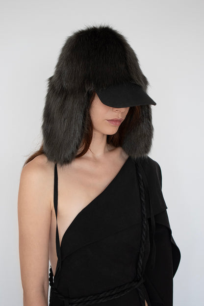 FAUX FUR DEERSTALKER HAT