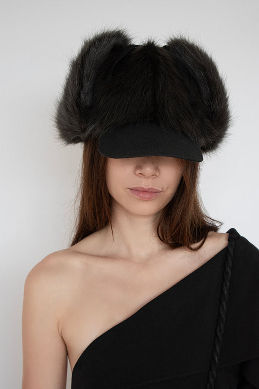 FAUX FUR DEERSTALKER HAT