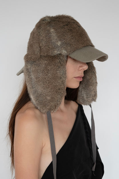 FAUX FUR DEERSTALKER HAT