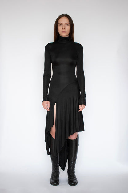 JAMIE TURTLENECK DRESS in BLACK