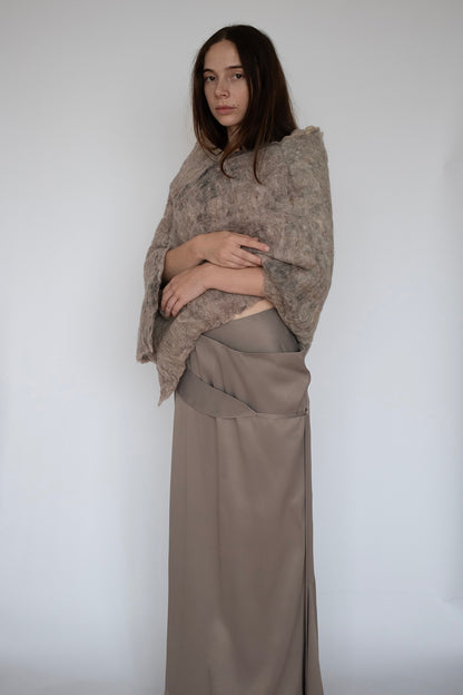 DRAPED SKIRT in TAUPE