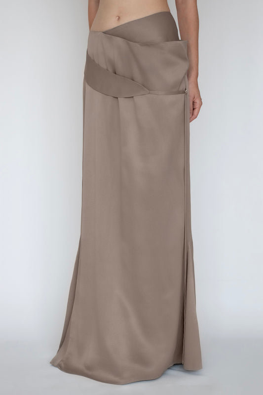 DRAPED SKIRT in TAUPE