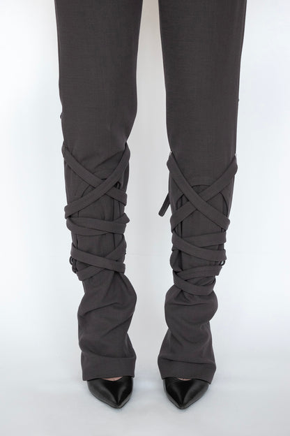 MULTI-STRAP TROUSERS in GREY