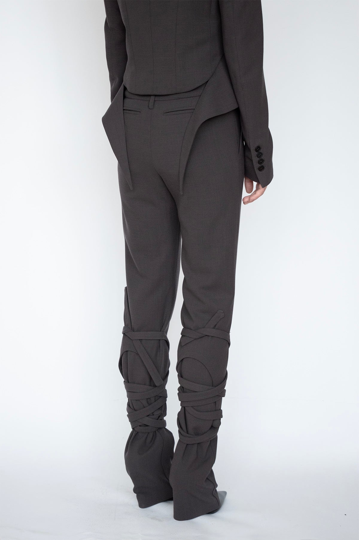 MULTI-STRAP TROUSERS in GREY