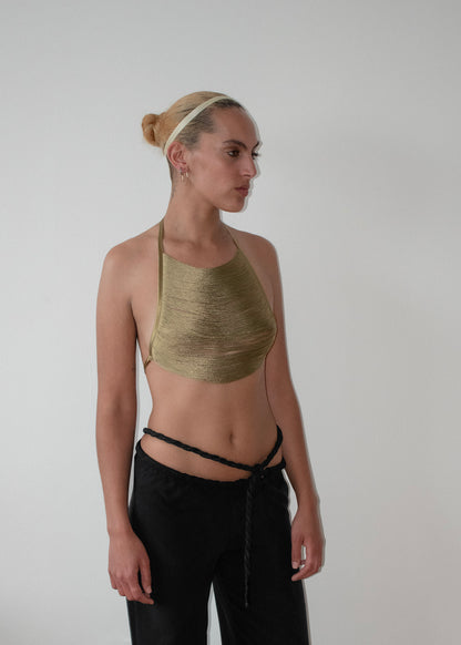 SWAMP GOLD HALTER TOP